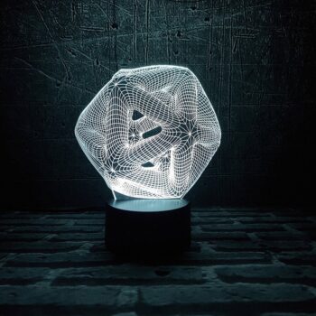 Intra απο ξύλο plywood 3mm-4mm πάχος - Icosahedron 3D Night Light Acrylic Optical Illusion Lamp Δίασταση 20x20 cm Intraeaxys-e1gkq3yo - Image 3
