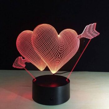 Intra απο ξύλο plywood 3mm-4mm πάχος - Καρδιά 3D LED Night Light Δίασταση 30x30 cm Intraeaxys-eoxe3q1z - Image 1