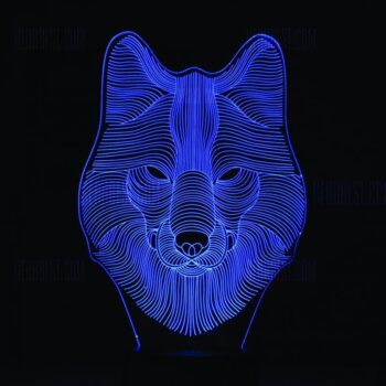 Intra απο ξύλο plywood 3mm-4mm πάχος - Wolf 3D LED Night Light Δίασταση 30x30 cm Intraeaxys-pokqpkoj - Image 1