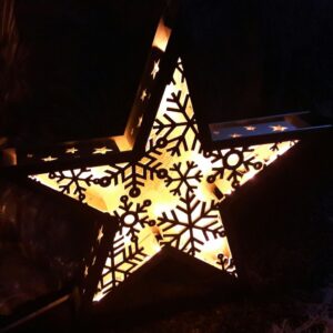 Intra απο ξύλο plywood 3mm-4mm πάχος - Φωτιστικό Star Snowflake Nightlight Πρωτοχρονιάτικο Φωτιστικό Δίασταση 30x30 cm Intraeaxys-lopq9k37