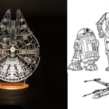 Intra απο ξύλο plywood 3mm-4mm πάχος - Star Wars Millenium Droid 3D Optical Illusion Lamp Δίασταση 30x30 cm Intraeaxys-joed5xn1 - Image 1