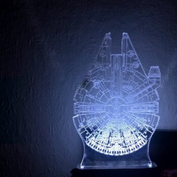 Intra απο ξύλο plywood 3mm-4mm πάχος - Star Wars Millenium Droid 3D Optical Illusion Lamp Δίασταση 30x30 cm Intraeaxys-joed5xn1 - Image 3