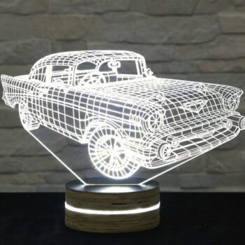 Intra απο ξύλο plywood 3mm-4mm πάχος - Δημιουργική 3D LED νυχτερινή λάμπα αυτοκινήτου Δίασταση 30x30 cm Intraeaxys-eoxzyj1z - Image 1