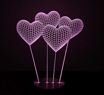 Intra απο ξύλο plywood 3mm-4mm πάχος - Λαμπτήρας 3D ψευδαίσθησης καρδιάς Δίασταση 30x30 cm Intraeaxys-075qxk7z - Image 1