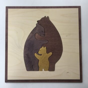 Intra απο ξύλο plywood 3mm-4mm πάχος - Bear Family Wall Art Δίασταση 30x30 cm Intraeaxys-eo208mq7 - Image 1