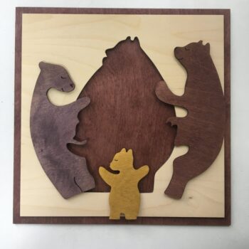 Intra απο ξύλο plywood 3mm-4mm πάχος - Bear Family Wall Art Δίασταση 30x30 cm Intraeaxys-eo208mq7 - Image 3