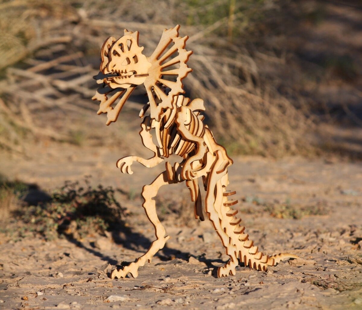 Intra απο ξύλο plywood 3mm-4mm πάχος - Dilophosaurus Dinosaur 3D Puzzle Model 3mm Δίασταση 30x30 cm Intraeaxys-pok3r087