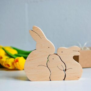 Intra απο ξύλο plywood 3mm-4mm πάχος - Πασχαλινά παιδικά παιχνίδια δώρου Ξύλινο Bunny Puzzle Bunny Family Δίασταση 30x30 cm Intraeaxys-zo9ywny7