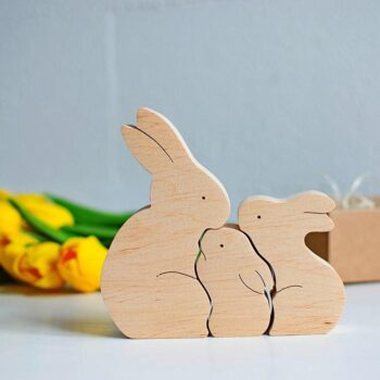 Intra απο ξύλο plywood 3mm-4mm πάχος - Πασχαλινά παιδικά παιχνίδια δώρου Ξύλινο Bunny Puzzle Bunny Family Δίασταση 30x30 cm Intraeaxys-zo9ywny7 - Image 1