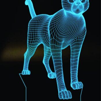 Intra απο ξύλο plywood 3mm-4mm πάχος - Γάτα τρισδιάστατη λάμπα διανυσματικό μοντέλο Δίασταση 30x30 cm Intraeaxys-p7ynzz1q - Image 1