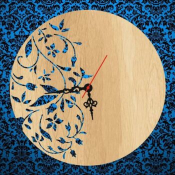 Intra απο ξύλο plywood 3mm-4mm πάχος - Floral Ρολόι Δίασταση 30x30 cm Intraeaxys-eo2xz678 - Image 1