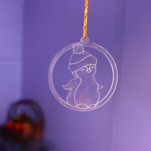 Intra απο ξύλο plywood 3mm-4mm πάχος - Στολίδι Penguin Χριστουγεννιάτικο Δέντρο με ακρυλικό χαραγμένο ντεκόρ Δίασταση 10x10 cm Intraeaxys-joed9pn1