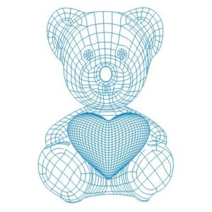 Intra απο ξύλο plywood 3mm-4mm πάχος - Αρκουδάκι με καρδιά τρισδιάστατο σχέδιο λαμπτήρα ψευδαίσθησης Δίασταση 30x30 cm Intraeaxys-lop0w31w