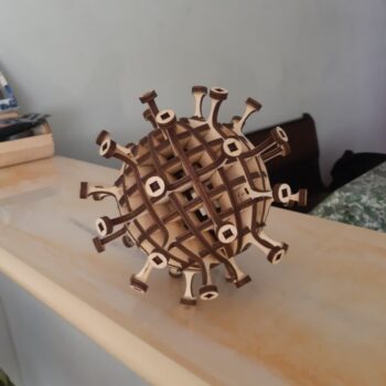 Intra απο ξύλο plywood 3mm-4mm πάχος - Τρισδιάστατο μοντέλο Coronavirus Δίασταση 30x30 cm Intraeaxys-m1d6rr37 - Image 1