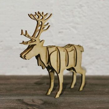 Intra απο ξύλο plywood 3mm-4mm πάχος - Ξύλινος τρισδιάστατος βόρειος τάρανδος Δίασταση 30x30 cm Intraeaxys-zo9ykdx7 - Image 1