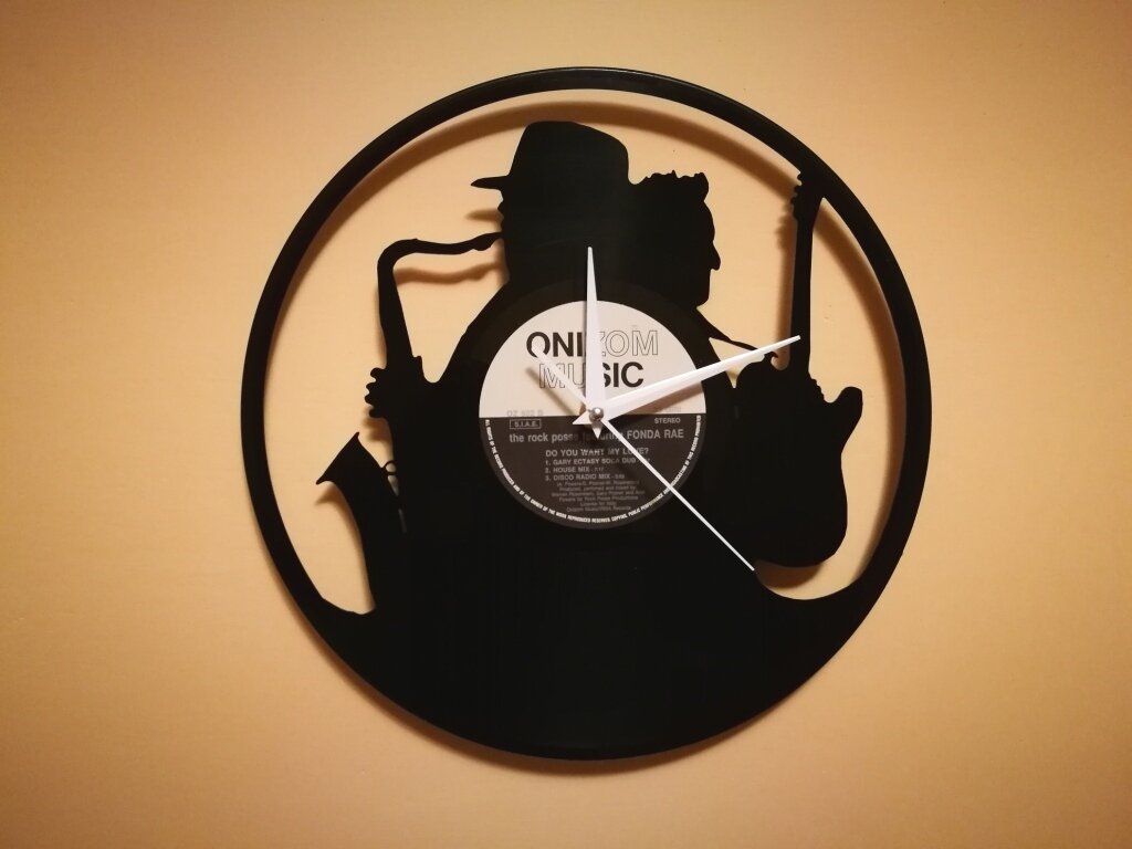 Intra απο ξύλο plywood 3mm-4mm πάχος - Orologio Vinile Clock Sax Chitarra Δίασταση 30x30 cm Intraeaxys-e1gkg8ol