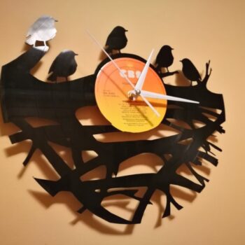 Intra απο ξύλο plywood 3mm-4mm πάχος - Orologio Vinile Clock Uccelli su Ramo Δίασταση 30x30 cm Intraeaxys-67wlwl12 - Image 1