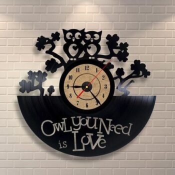 Intra απο ξύλο plywood 3mm-4mm πάχος - Το Owl you Need is Love Clock Δίασταση 30x30 cm Intraeaxys-ro6y3m7x - Image 1