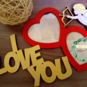 Intra απο ξύλο plywood 3mm-4mm πάχος - Κορνίζες I Love You Δίασταση 30x30 cm Intraeaxys-p7ym8r57