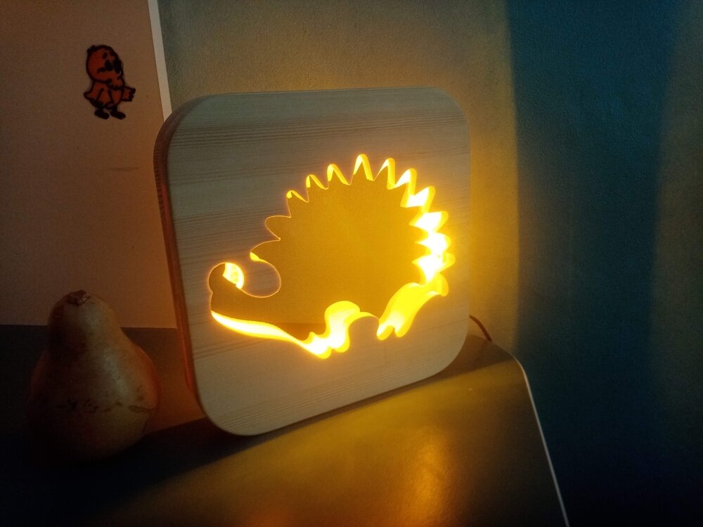 Intra απο ξύλο plywood 3mm-4mm πάχος - Σχέδια δρομολογητή CNC Hedgehog Night Light Δίασταση 30x30 cm Intraeaxys-075y9d8o