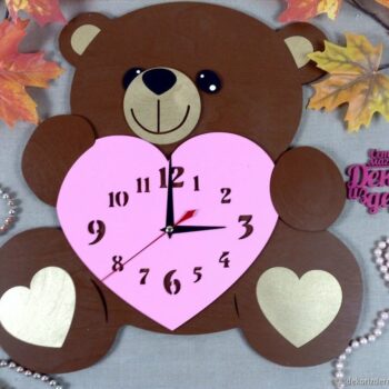 Intra απο ξύλο plywood 3mm-4mm πάχος - Ρολόι αρκούδας Δίασταση 30x30 cm Intraeaxys-51rrpj01 - Image 1