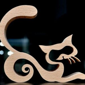 Intra απο ξύλο plywood 3mm-4mm πάχος - Cat Decoration Template CNC Router Δίασταση 10x10 cm Intraeaxys-078ypmqo