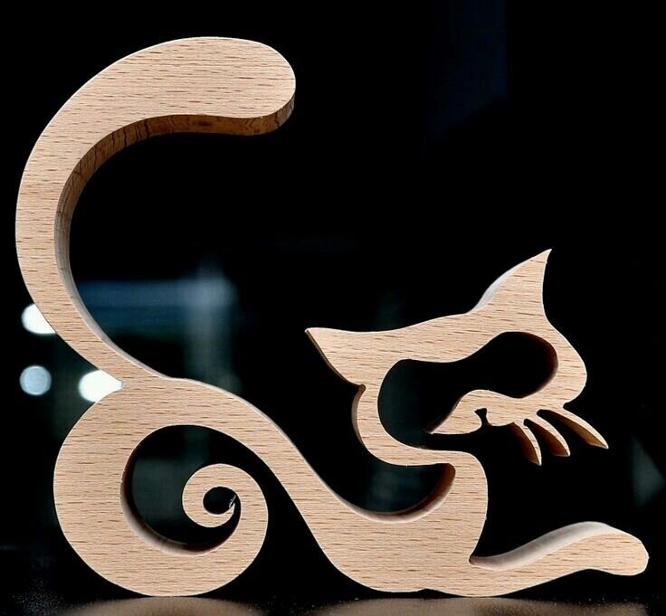 Intra απο ξύλο plywood 3mm-4mm πάχος - Cat Decoration Template CNC Router Δίασταση 10x10 cm Intraeaxys-078ypmqo