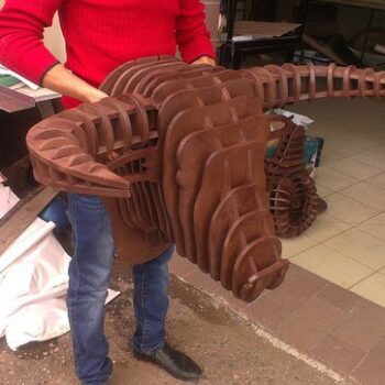 Intra απο ξύλο plywood 3mm-4mm πάχος - Τρισδιάστατο ξύλινο παζλ Κρεμαστό τοίχου Bull Head Δίασταση 30x30 cm Intraeaxys-eo204g37 - Image 1