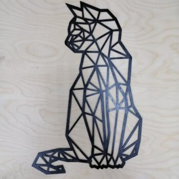 Intra απο ξύλο plywood 3mm-4mm πάχος - Cat Polygon Art Decor τοίχου 3D Sculpture Art Δίασταση 30x30 cm Intraeaxys-yon0q5x7 - Image 3