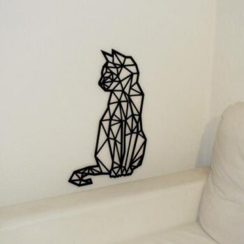 Intra απο ξύλο plywood 3mm-4mm πάχος - Cat Polygon Art Decor τοίχου 3D Sculpture Art Δίασταση 30x30 cm Intraeaxys-yon0q5x7 - Image 4