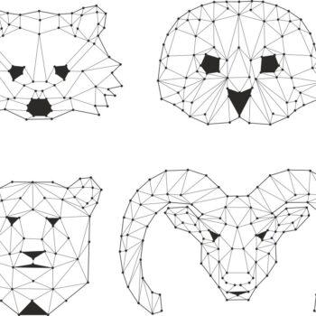 Intra απο ξύλο plywood 3mm-4mm πάχος - Ζώα πολύγωνα διανύσματα Δίασταση 30x30 cm Intraeaxys-p7ymlg67 - Image 1