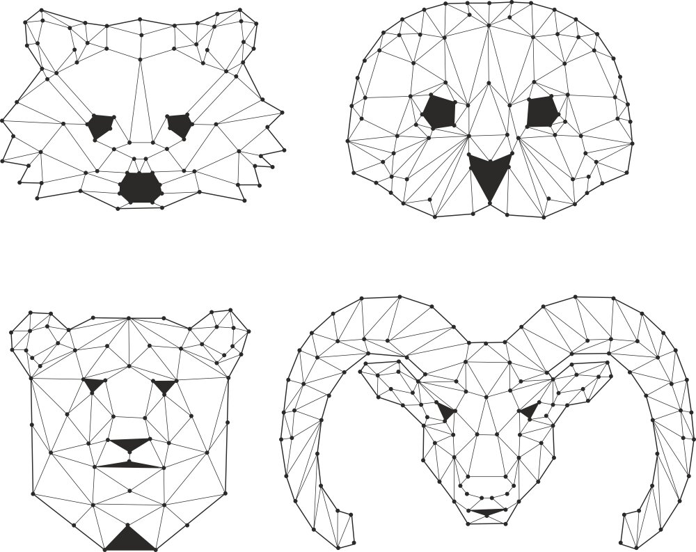 Intra απο ξύλο plywood 3mm-4mm πάχος - Ζώα πολύγωνα διανύσματα Δίασταση 30x30 cm Intraeaxys-p7ymlg67
