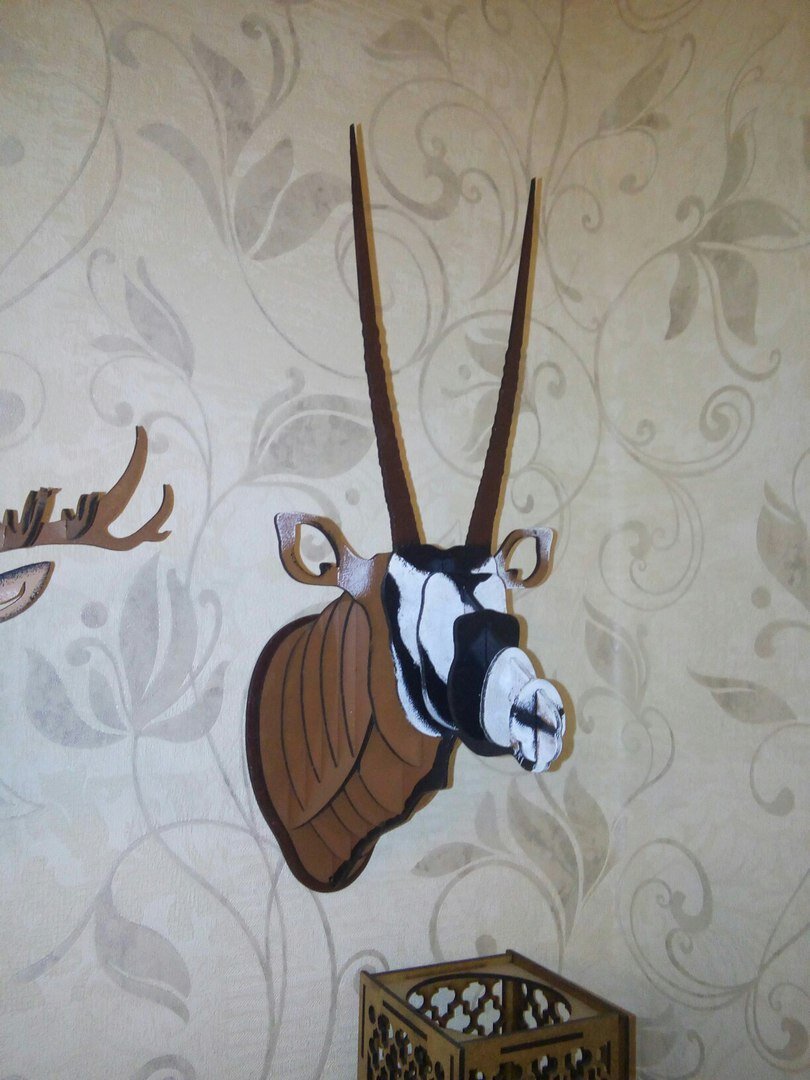 Intra απο ξύλο plywood 3mm-4mm πάχος - Τρισδιάστατο παζλ Gemsbok Trophy Head Δίασταση 30x30 cm Intraeaxys-ro6yl827