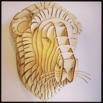 Intra απο ξύλο plywood 3mm-4mm πάχος - Τρισδιάστατο παζλ Lion Head Trophy Δίασταση 30x30 cm Intraeaxys-lopqedk7 - Image 1