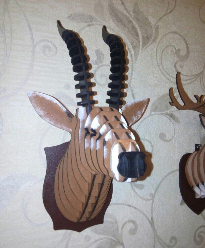 Intra απο ξύλο plywood 3mm-4mm πάχος - 3D παζλ Gazelle Trophy Head Δίασταση 30x30 cm Intraeaxys-r1z2lqn1