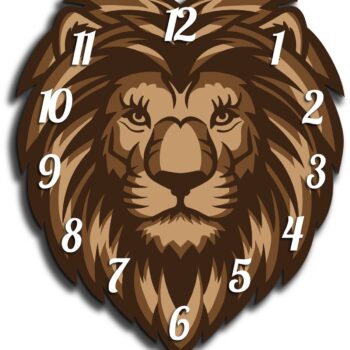 Intra απο ξύλο plywood 3mm-4mm πάχος - Πρότυπο ρολογιού τοίχου Lion Head Δίασταση 30x30 cm Intraeaxys-pok38y97 - Image 1