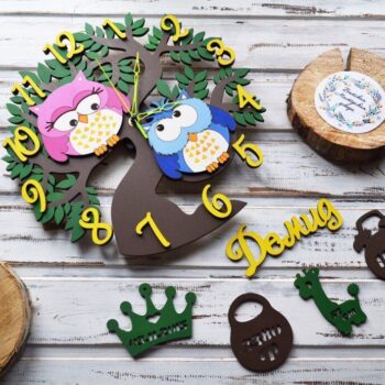 Intra απο ξύλο plywood 3mm-4mm πάχος - Ρολόι τοίχου παιδικού δωματίου Δίασταση 30x30 cm Intraeaxys-eoxl2d4o - Image 1