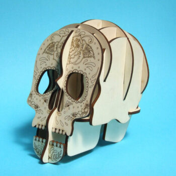 Intra απο ξύλο plywood 3mm-4mm πάχος - Τρισδιάστατη θήκη για στυλό κρανίου Δίασταση 30x30 cm Intraeaxys-91j6nl7m - Image 1