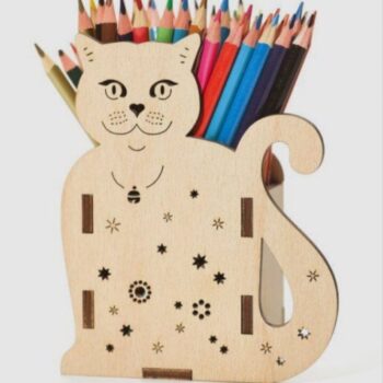 Intra απο ξύλο plywood 3mm-4mm πάχος - Παζλ τρισδιάστατο μολυβοθήκη γάτας Δίασταση 30x30 cm Intraeaxys-eo4xk81j - Image 1