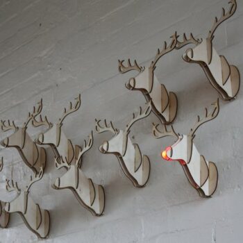 Intra απο ξύλο plywood 3mm-4mm πάχος - Κεφάλι ταράνδου Δίασταση 30x30 cm Intraeaxys-51rrydd1 - Image 1