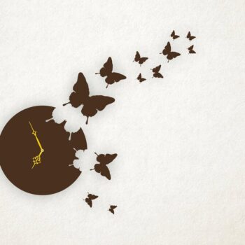 Intra απο ξύλο plywood 3mm-4mm πάχος - Ρολόι τοίχου πεταλούδα Δίασταση 30x30 cm Intraeaxys-075yzlpo - Image 1