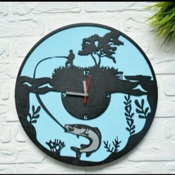 Intra απο ξύλο plywood 3mm-4mm πάχος - Ρολόι για τον Ψαρά Δίασταση 30x30 cm Intraeaxys-lopr4x1w - Image 1