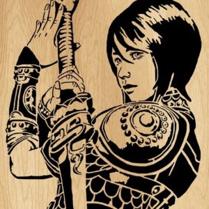 Intra απο ξύλο plywood 3mm-4mm πάχος - Κορίτσι με ένα σπαθί διακόσμηση τοίχου Δίασταση 30x30 cm Intraeaxys-d1lvkwgo