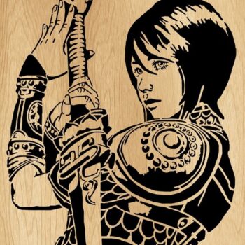 Intra απο ξύλο plywood 3mm-4mm πάχος - Κορίτσι με ένα σπαθί διακόσμηση τοίχου Δίασταση 30x30 cm Intraeaxys-d1lvkwgo - Image 1