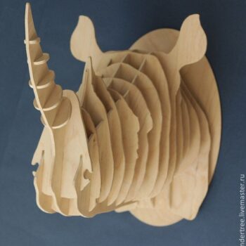 Intra απο ξύλο plywood 3mm-4mm πάχος - Τρισδιάστατο παζλ Rhinoceros Head Δίασταση 30x30 cm Intraeaxys-voq0kd72 - Image 1