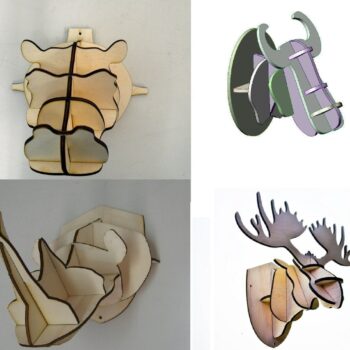 Intra απο ξύλο plywood 3mm-4mm πάχος - 4 Animal Head 3D Puzzle 4mm Δίασταση 30x30 cm Intraeaxys-0750j01z - Image 1