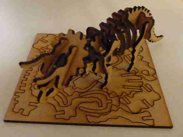 Intra απο ξύλο plywood 3mm-4mm πάχος - Lasercut Triceratops Skeleton Puzzle Δίασταση 30x30 cm Intraeaxys-eo0q5n31