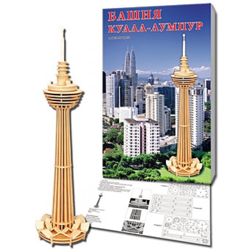 Intra απο ξύλο plywood 3mm-4mm πάχος - Kuala Lumpur Tower 3D Puzzle 3mm Δίασταση 30x30 cm Intraeaxys-r1z2l0l1