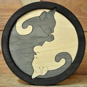 Intra απο ξύλο plywood 3mm-4mm πάχος - Γάτα Γιν Γιανγκ Δίασταση 30x30 cm Intraeaxys-r7vmngz7