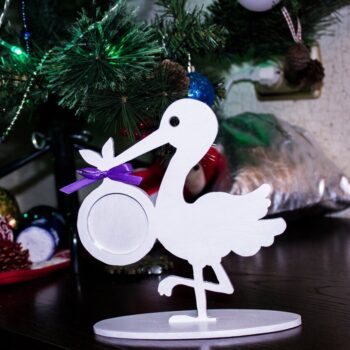 Intra απο ξύλο plywood 3mm-4mm πάχος - Πελαργός Κορνίζα για φωτογραφία μωρού Δίασταση 30x30 cm Intraeaxys-lopq6937 - Image 1